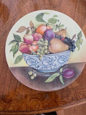 Limoges New Decorative Fruit Bowl Plate with Blue Dragon Motif